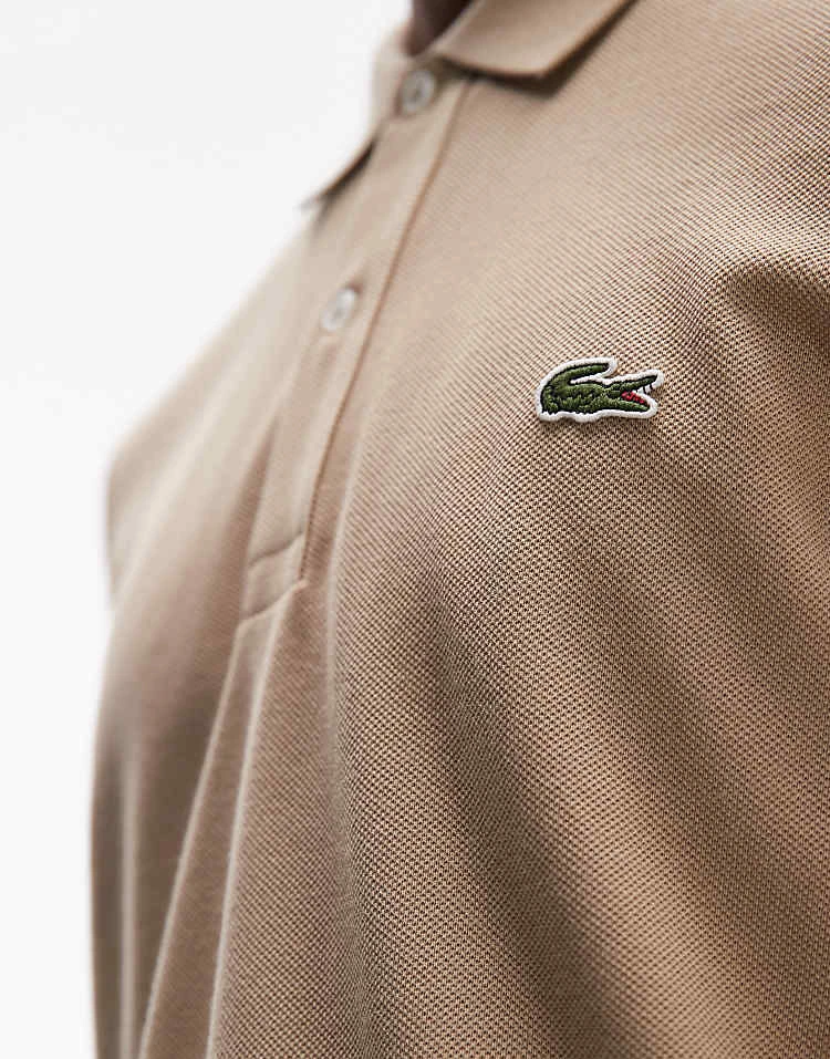 Lacoste Slim Fit Logo Pique Polo In Beige For Men 3 Lacoste Slim Fit Logo Pique Polo In Beige For Men - Image 3