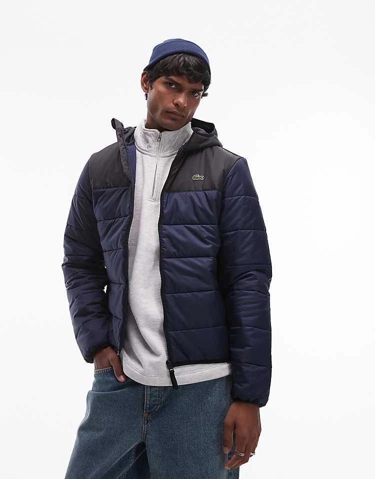 Lacoste Essentials Quilted Puffa Jacket In Navy Colour Block For Men 3 Lacoste Essentials Quilted Puffa Jacket In Navy Colour Block For Men - Image 3