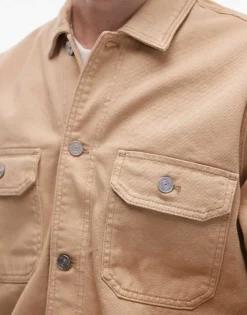 Lacoste Logo Shacket In Beige For Men 7 Lacoste Logo Shacket In Beige For Men -Clothes Fashion Store 206989886 3