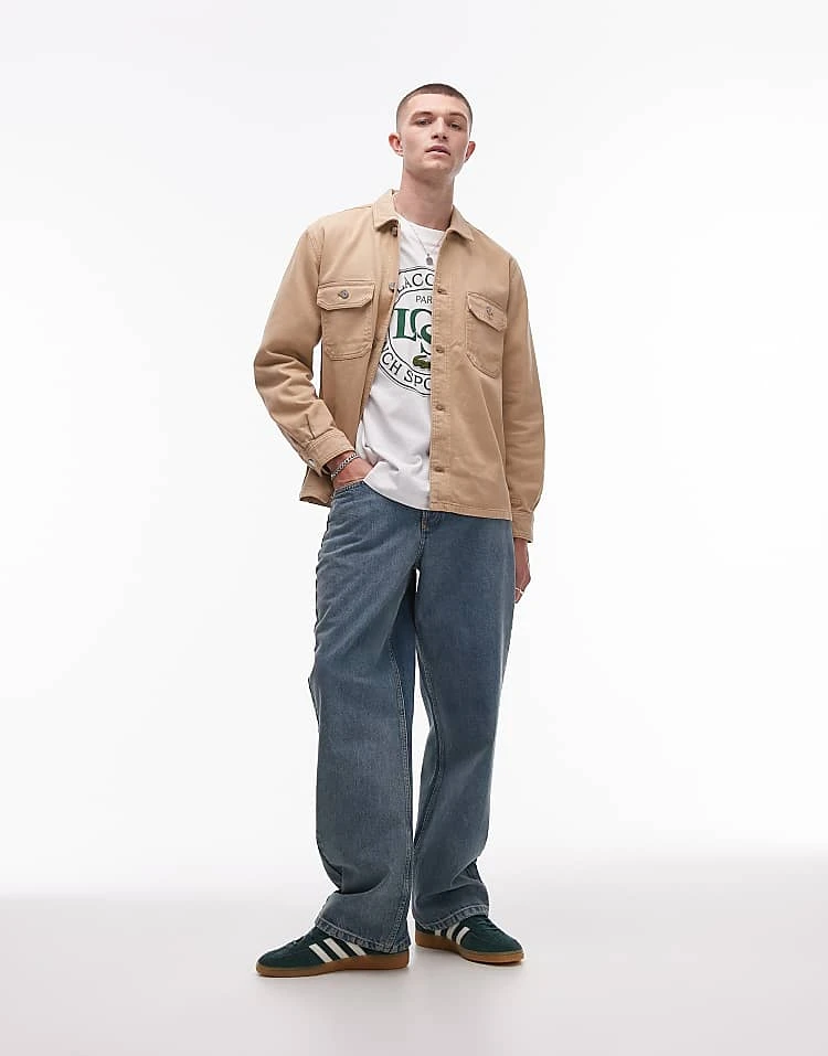 Lacoste Logo Shacket In Beige For Men 4 Lacoste Logo Shacket In Beige For Men - Image 4