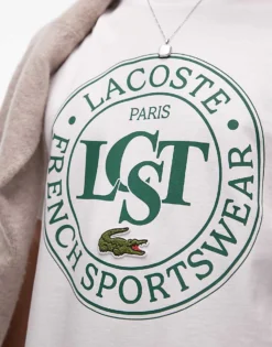 Lacoste Front Signature Logo T-shirt In White For Men -Clothes Fashion Store 206989906 3