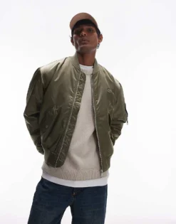 Lacoste Essentials Bomber Jacket In Khaki For Men