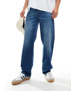 Lacoste Straight Leg Jeans In Dark Blue Wash For Men Mid Blue -Clothes Fashion Store 206989959 1 midblue 1