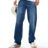 Lacoste Straight Leg Jeans In Dark Blue Wash For Men Mid Blue