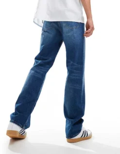 Lacoste Straight Leg Jeans In Dark Blue Wash For Men Mid Blue -Clothes Fashion Store 206989959 4