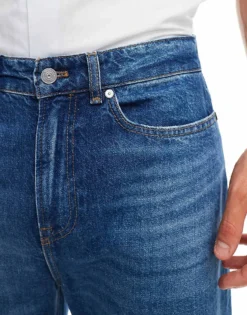 Lacoste Straight Leg Jeans In Dark Blue Wash For Men Mid Blue -Clothes Fashion Store 206989959 5