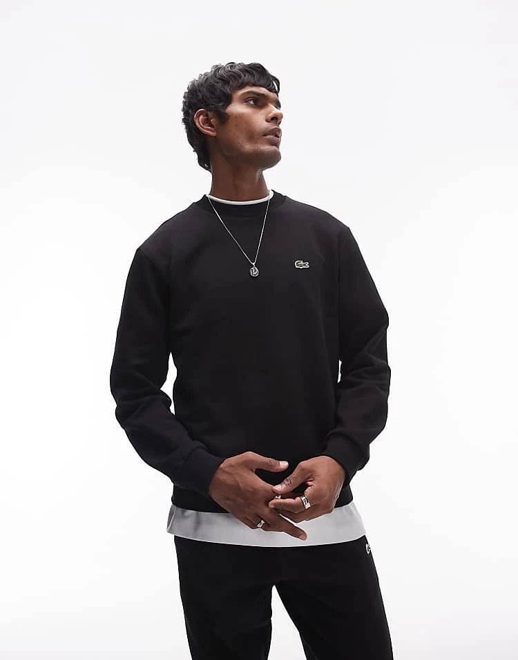 Lacoste Essentials Logo Sweatshirt In Black For Men 5 Lacoste Essentials Logo Sweatshirt In Black For Men - Image 5