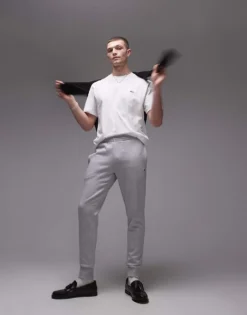 Lacoste Logo Slim Sweatpants In Grey For Men