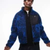 Lacoste Zip Fleece Jacket In Blue Print For Men Mid Blue