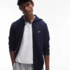 Lacoste Zip Up Hoodie In Navy For Men