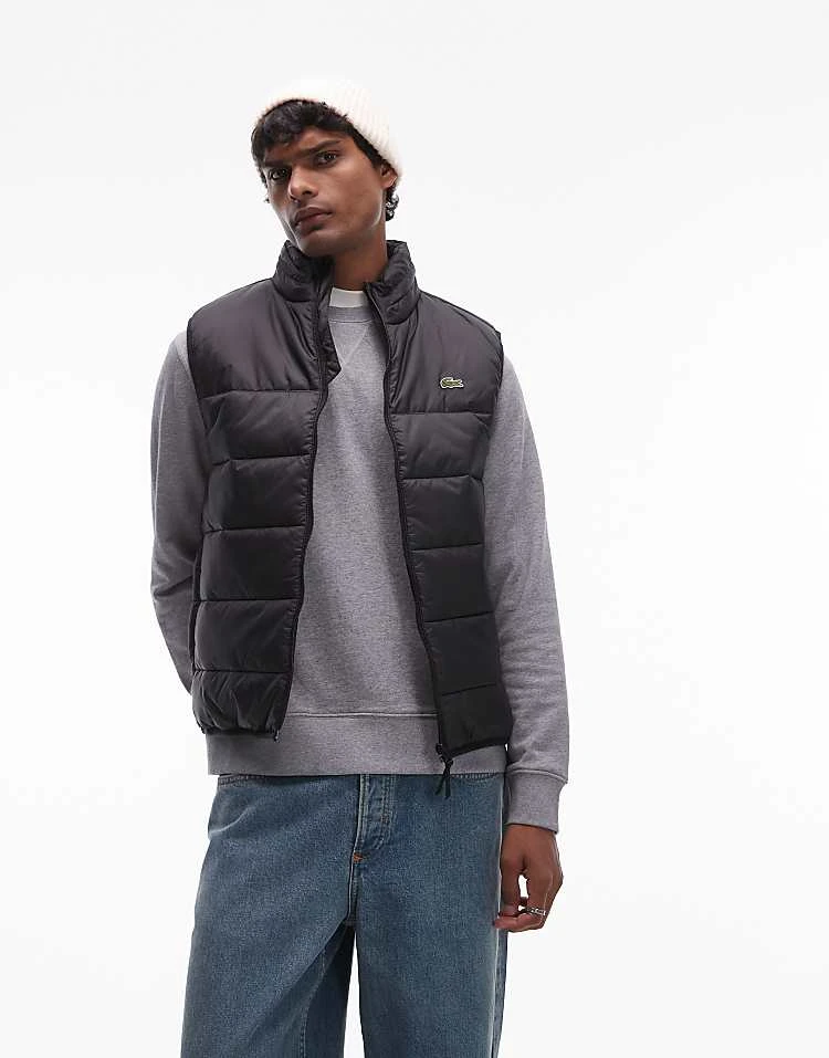 Lacoste Essentials Quilted Gilet In Black For Men 2 Lacoste Essentials Quilted Gilet In Black For Men - Image 2