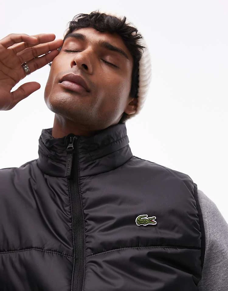 Lacoste Essentials Quilted Gilet In Black For Men 3 Lacoste Essentials Quilted Gilet In Black For Men - Image 3