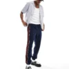 Lacoste Colour Block Sweatpants In Navy For Men