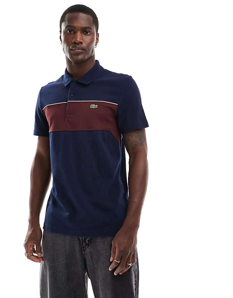 Lacoste Logo Polo In Colour Block For Men Navy 3 Lacoste Logo Polo In Colour Block For Men Navy - Image 3