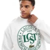 Lacoste Front Logo Sweatshirt In White For Men
