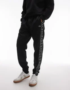 Lacoste Logo Stripe Joggers In Black For Men -Clothes Fashion Store 206990315 4