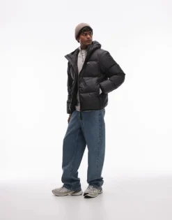 Lacoste Essentials Quilted Puffer Jacket In Black For Men