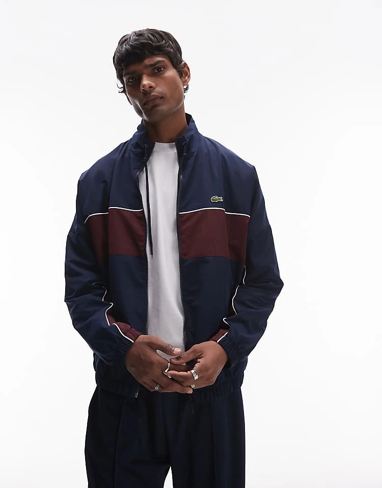 Lacoste Zip Up Jacket In Navy Colour Block For Men 5 Lacoste Zip Up Jacket In Navy Colour Block For Men - Image 5