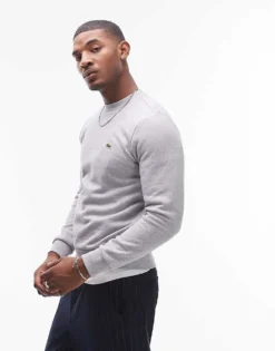 Lacoste Essentials Logo Sweatshirt In Grey For Men -Clothes Fashion Store 206990401 1 grey 1