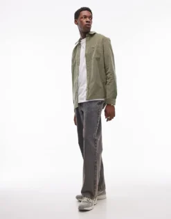 Lacoste Co-ord Cord Long Sleeve Shirt In Khaki Green For Men Mid Green -Clothes Fashion Store 207010779 4