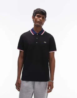 Lacoste Tipped Polo Shirt In Black For Men 9 Lacoste Tipped Polo Shirt In Black For Men -Clothes Fashion Store 207010797 1 black 1