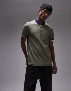 Lacoste Tipped Polo Shirt In Khaki Green For Men Mid Green -Clothes Fashion Store 207010880 1 midgreen 1