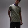 Lacoste Tipped Polo Shirt In Khaki Green For Men Mid Green