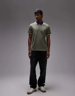 Lacoste Tipped Polo Shirt In Khaki Green For Men Mid Green -Clothes Fashion Store 207010880 4