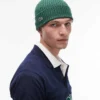 Lacoste Logo Beanie In Green For Men Dark Green