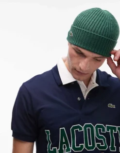 Lacoste Logo Beanie In Green For Men Dark Green -Clothes Fashion Store 207023452 4
