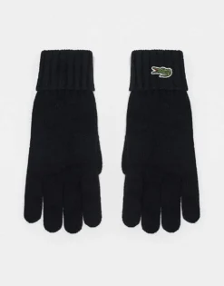 Lacoste Knit Gloves In Black For Men