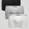 Lacoste Pack Of 3 Trunks In Black Grey White For Men
