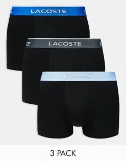 Lacoste Pack Of Contrast Stitch 3 Trunks In Black For Men -Clothes Fashion Store 207023584 1 black 1