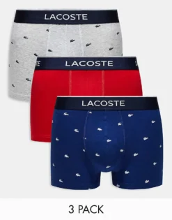 Lacoste Pack Of 3 Logo Trunks In Grey For Men -Clothes Fashion Store 207023637 1 grey 1