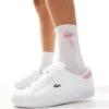 Lacoste Powercourt Trainer In White/light Pink For Men
