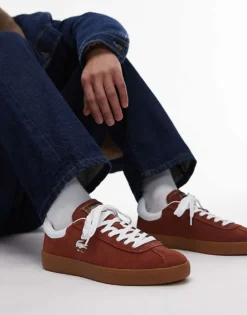 Lacoste Baseshot Trainer 224 In Off Brown Suede For Men