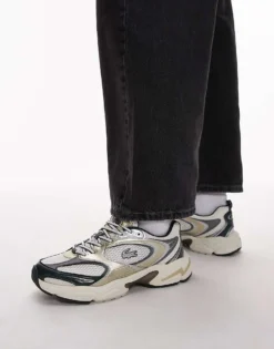 Lacoste Storm 96 Trainer In Off White/green For Men