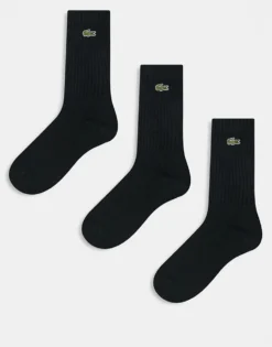 Lacoste Pack Of 3 Sport Socks In Black For Men