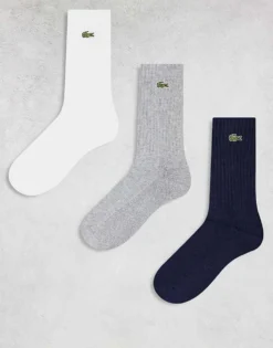 Lacoste Pack Of 3 Sports Socks In Black Grey White For Men -Clothes Fashion Store 207326677 1 black 1