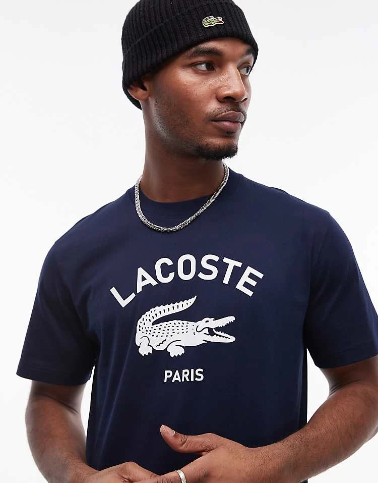Lacoste Relaxed Fit T-shirt In Navy With Front Logo Print For Men 1 Lacoste Relaxed Fit T-shirt In Navy With Front Logo Print For Men