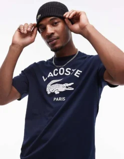 Lacoste Relaxed Fit T-shirt In Navy With Front Logo Print For Men 7 Lacoste Relaxed Fit T-shirt In Navy With Front Logo Print For Men -Clothes Fashion Store 207664932 3