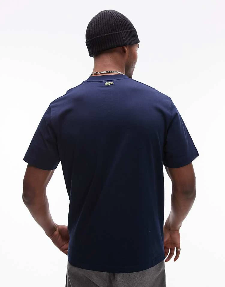 Lacoste Relaxed Fit T-shirt In Navy With Front Logo Print For Men 4 Lacoste Relaxed Fit T-shirt In Navy With Front Logo Print For Men - Image 4