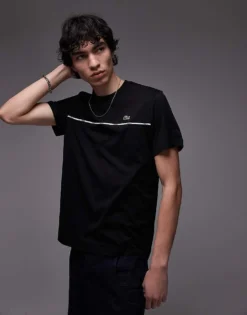 Lacoste T-shirt In Black With Chest Logo Piping For Men -Clothes Fashion Store 207664952 3