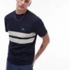 Lacoste T-shirt In Navy With White Panel Inserts For Men