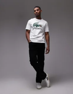 Lacoste T-shirt In White With Big Classic Croc Logo Print For Men -Clothes Fashion Store 207664972 4