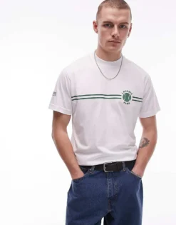 Lacoste T-shirt In White With Tennis Logo And Stripe For Men -Clothes Fashion Store 207664987 1 white 1