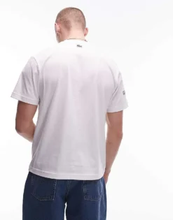 Lacoste T-shirt In White With Tennis Logo And Stripe For Men -Clothes Fashion Store 207664987 3