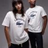 Lacoste Unisex Relaxed Fit T-shirt In White With Front Logo Print For Unisex