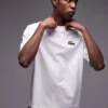 Lacoste Oversized T-shirt In White With Large Logo Embroidery For Men