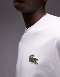 Lacoste Oversized T-shirt In White With Large Logo Embroidery For Men -Clothes Fashion Store 207665019 3